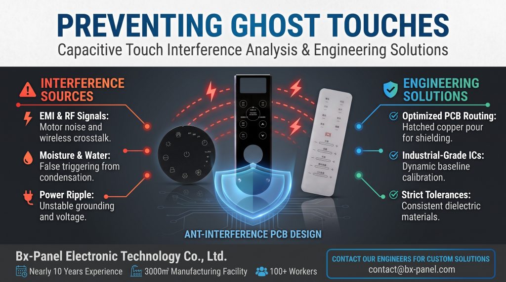 Capacitive touch panel engineering solutions to prevent ghost touches and EMI interference by Bx-Panel