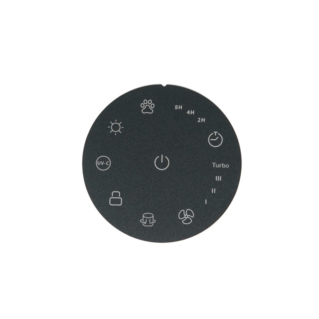 Circular capacitive touch interface for air purifiers with dynamic baseline calibration